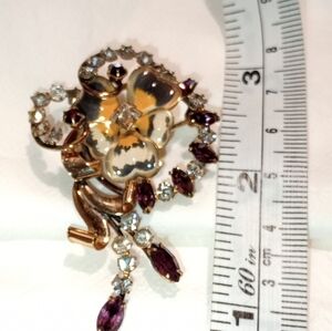 12k Gold Carl Art Enamel Brooch/MCM 1940-1950s